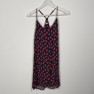 Eyeshadow Dark Blue Dress with Red Floral Design